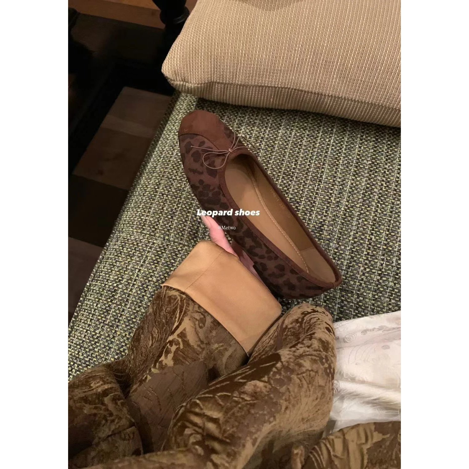 METWO 2025早秋新款韩系简约风百搭ins风豹纹平底鞋豹纹小单鞋#女