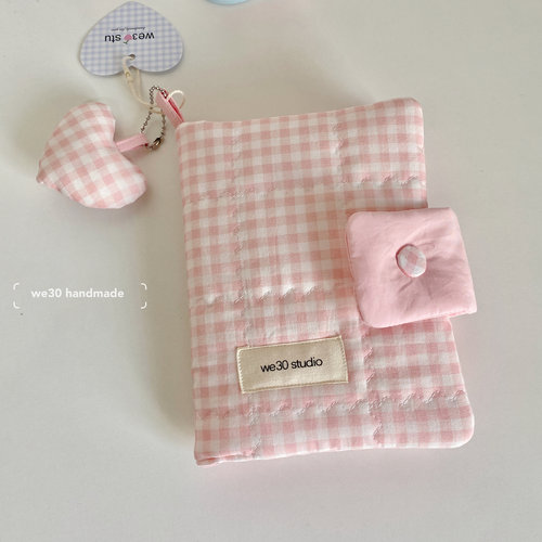 原创手作ins风格子夹棉手帐书衣a6a5m5手账本日记书皮