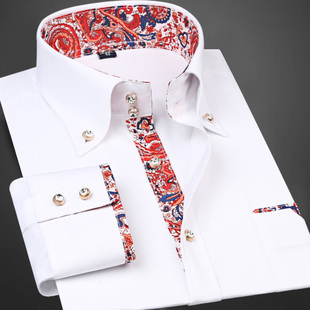 长袖 商务休闲衬衣修身 白色男装 衬衫 棉衬衫 男士 潮流韩版 春夏季 时尚