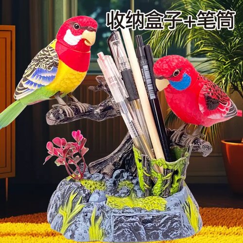 新款声控小鸟儿童玩具大全仿真声控鹦鹉客厅玄关书桌茶桌摆件可爱