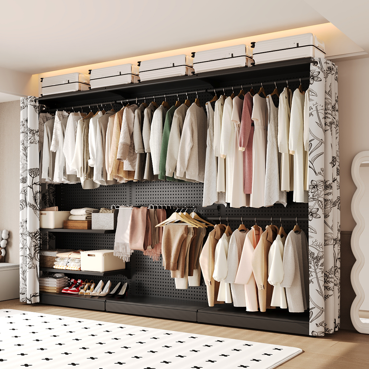 洞洞板衣柜自由组装家用卧室简易