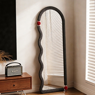 可爱全身镜落地镜家用穿衣镜挂墙镜子试衣镜多巴胺女生卧室异形镜