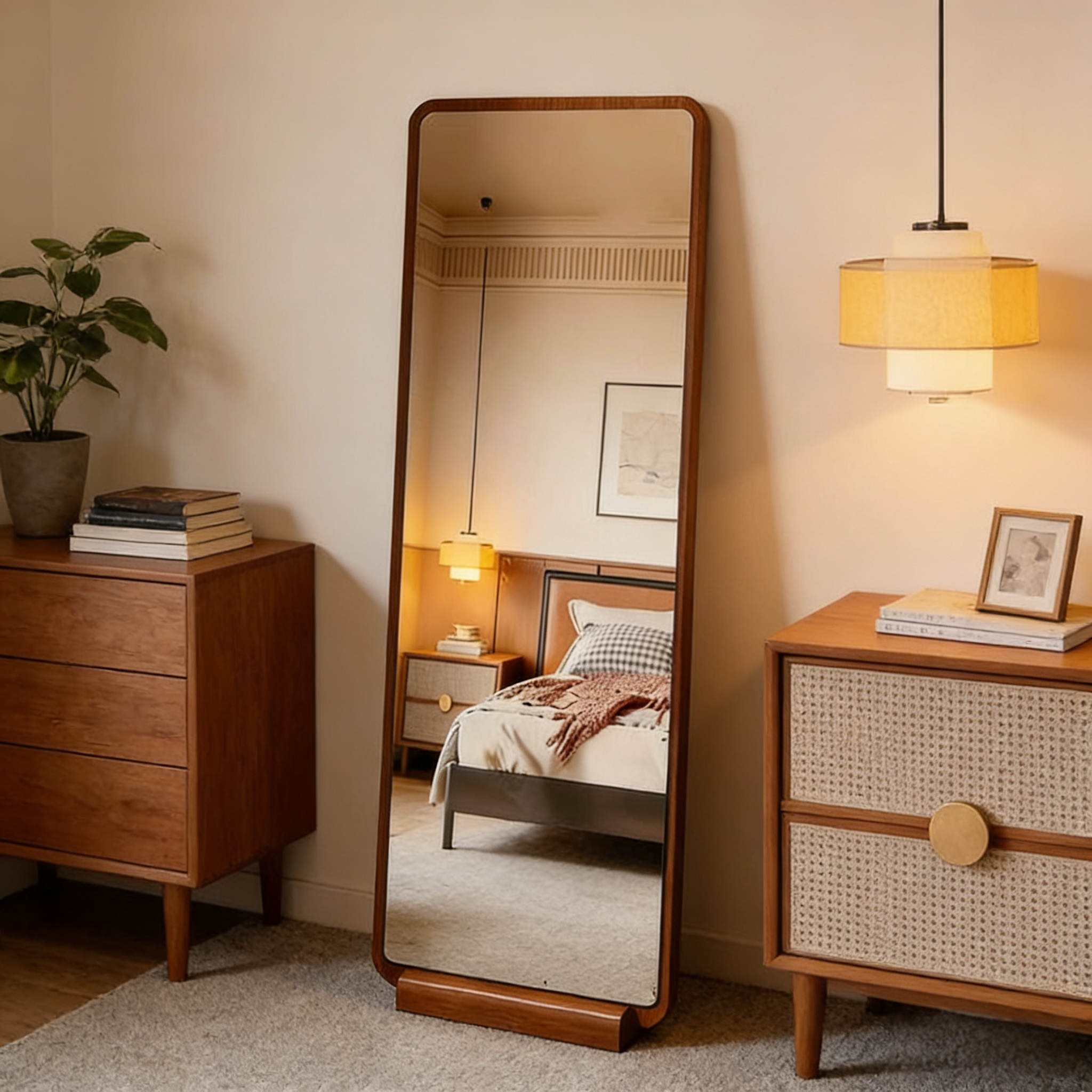 穿衣镜落地镜家用女生卧室大镜子全身镜不占空间贴墙试衣镜中古风