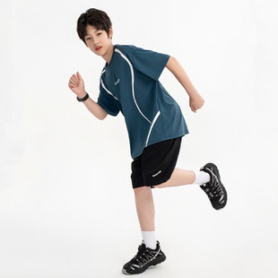 男童速干T恤夏季薄款青少年锦纶冰丝运动短袖初高中上衣