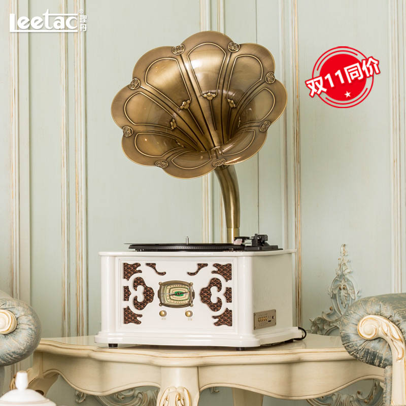 复古留声机黑胶唱片机大喇叭仿古蓝牙音响老式电唱机创意礼品