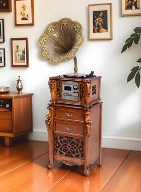 LEETAC/理丹L9301留声机复古仿古大喇叭蓝牙黑胶唱片机老式电唱机