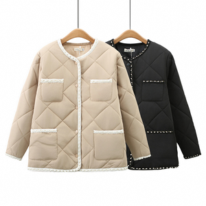 大码女装2023冬装新款小香风钉珠胖妹妹棉衣200斤棉服