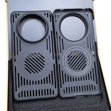 Mate70pro镂空散热80promax适用于华为mate60pro+凯夫拉手机壳无边框碳纤维保护套磁吸充电轻薄防摔600D细纹