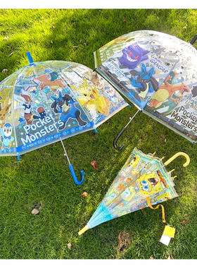 日本J'sPlanning宝可梦儿童雨伞 自动透明长柄伞幼儿园小学生55cm