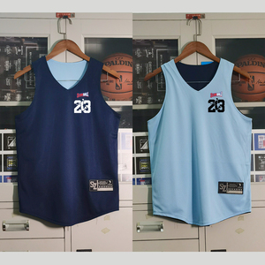 美式V领双面穿篮球服定制印23号
