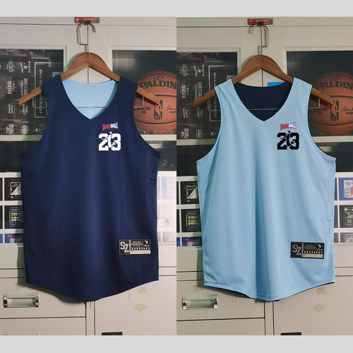 美式V领双面穿篮球服定制印23号