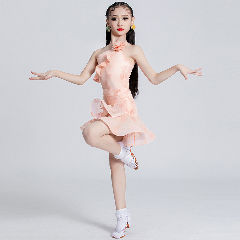 儿童拉丁舞服高级吊带舞蹈夏季女少儿服装练功套装新款裙分体女童