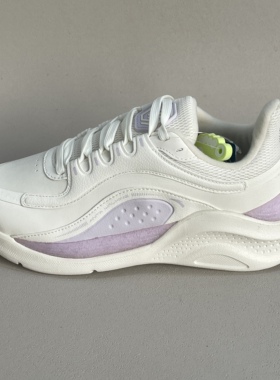 安踏女士跑步鞋白色紫色轻便缓震透气运动鞋极简小白鞋122147715