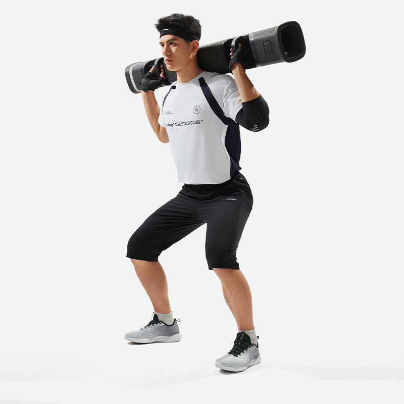 LI-NING/李宁夏季新品健身男直筒排湿速干七分运动裤AKQU401-B品