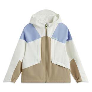 拼接宽松连帽风衣外套YFDU060 女大童时尚 李宁儿童2024秋季 新款