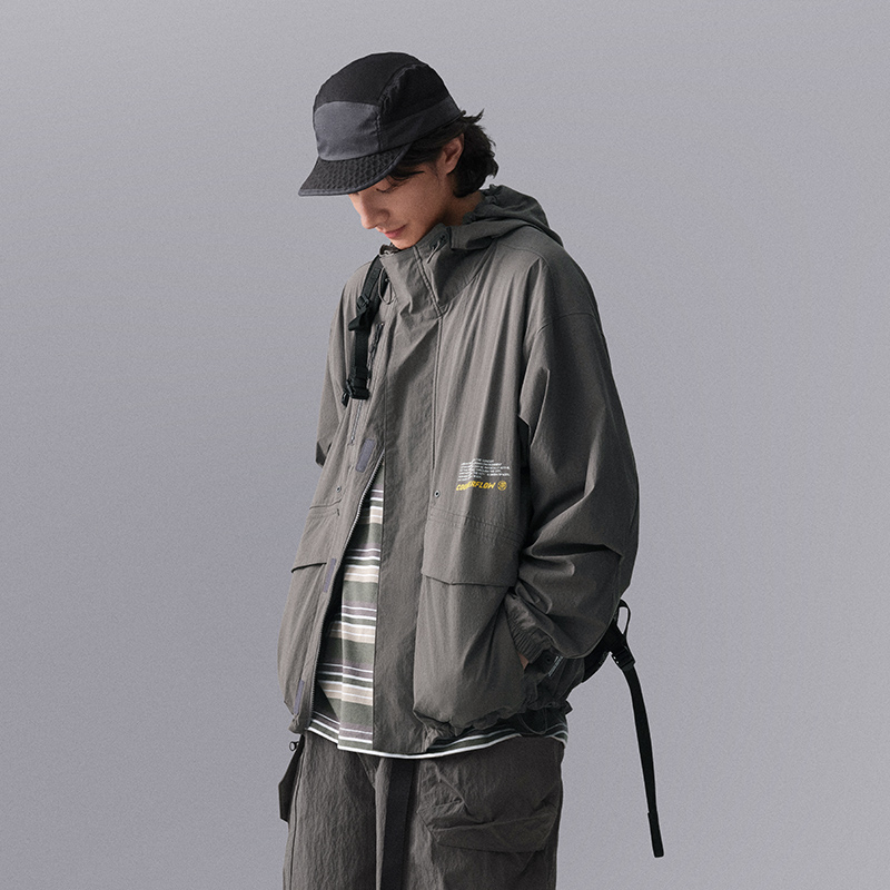 李宁CF朔男女同款夹克春秋防泼水速干连帽宽松外套AJDU249-B品