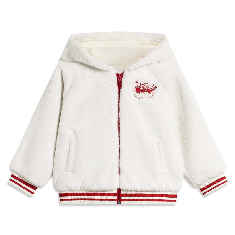 李宁运动生活系列女小童针织外套轻暖连帽运动服YFDU024-B品
