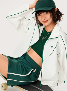 李宁运动潮流系列女子运动风衣宽松型防晒运动外套AFDU540-2-B品