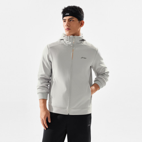 李宁男子运动健身系列常规型开衫连帽卫衣AWDU577-B品