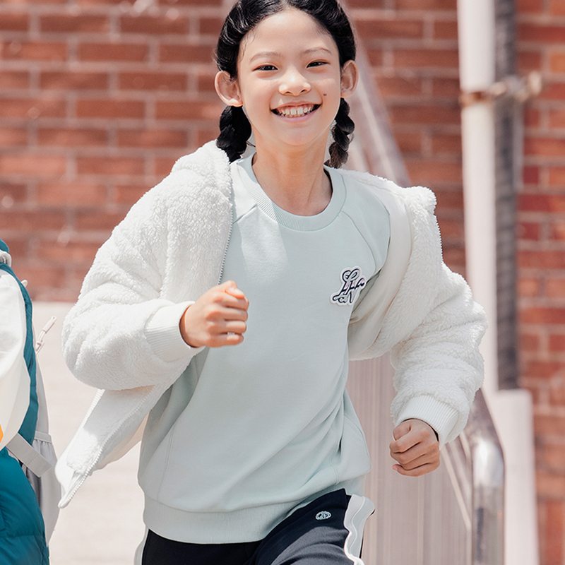 李宁运动生活系列女大童柔软保暖宽松针织连帽外套YFDU214-B品