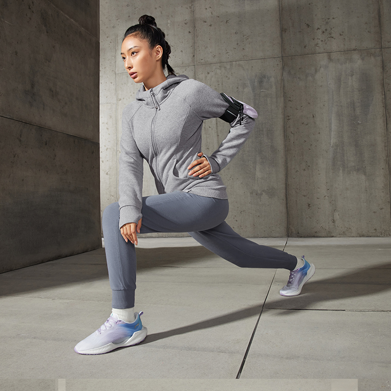 李宁女裤春秋针织保暖休闲卫裤潮流束脚裤运动裤长裤AKLSE84