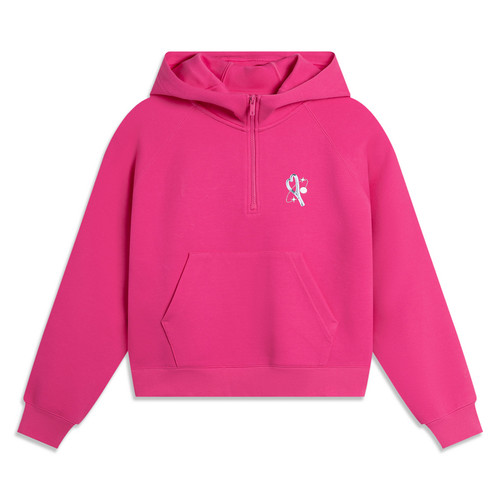 李宁运动潮流系列女子宽松型春秋套头连帽短款卫衣AWDU388-2-B品