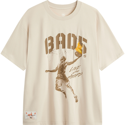 李宁夏季男款简约百搭印花休闲篮球系列短袖T恤AHSU823-B品