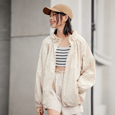李宁运动生活系列女子宽松型运动风衣时尚休闲服AFDU694-B品
