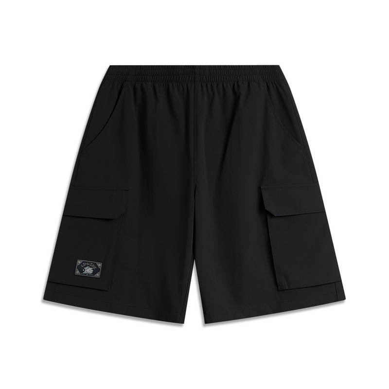 李宁休闲裤男秋运动系列舒适透气简约宽松休闲短裤AKSU773--B品