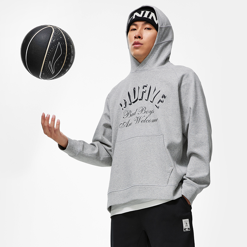 李宁卫衣男子反伍系列梭织连帽宽松透气运动服套头衫AWDT887-B品