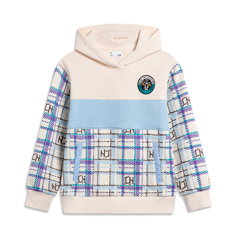 李宁卫衣女童冬季运动生活系列百搭宽松套头连帽卫衣YWDT298--B品