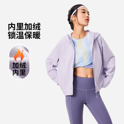 李宁卫衣冬女子跑训系列时尚舒适宽松针织连帽厚外套AWDU562-B品