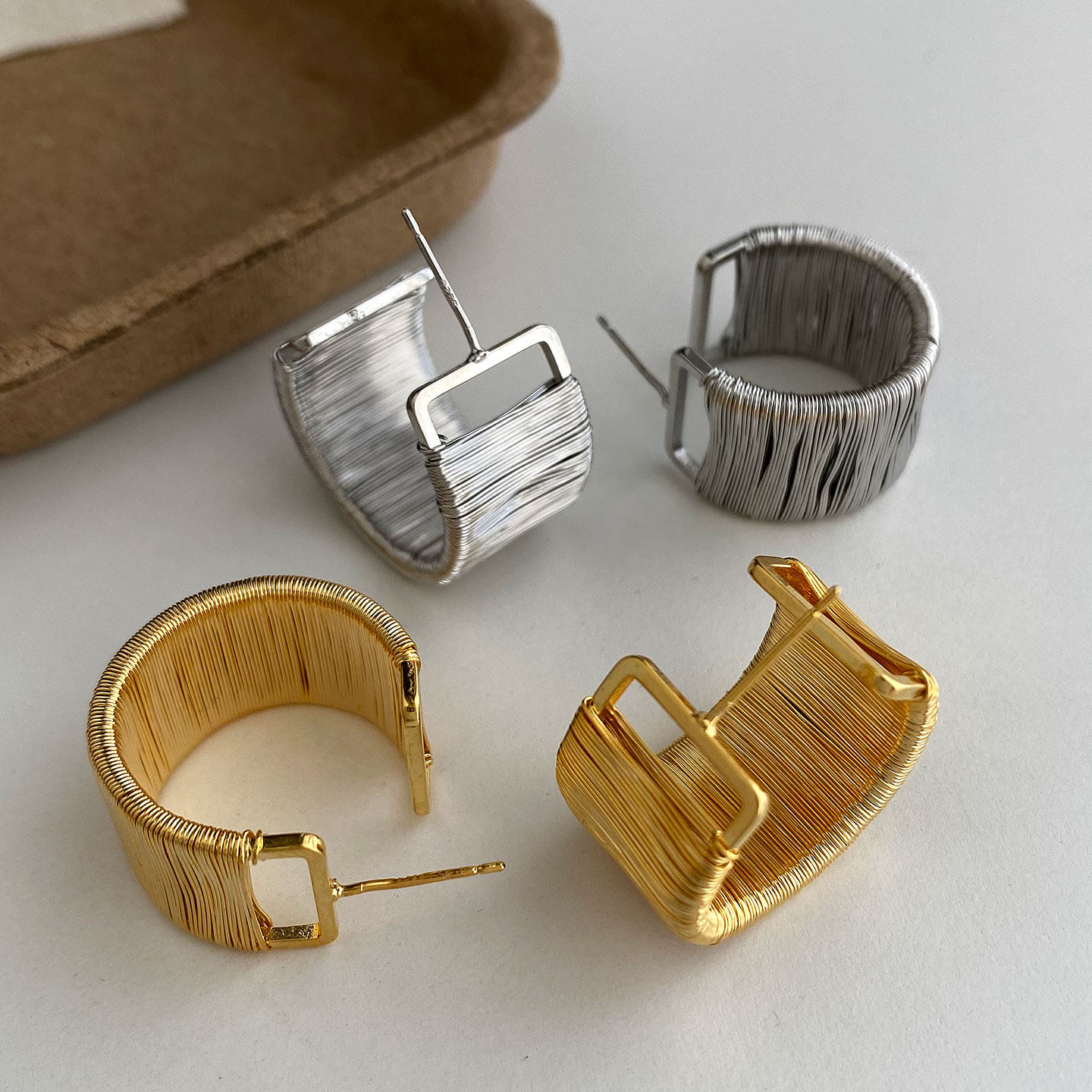 欧美手工金属丝线缠绕圈圈耳环小众设计耳钉耳饰2025新款高级感女,饰品/流行首饰/时尚饰品新,耳环,淘宝优惠券,粉丝福利购,淘宝优惠卷