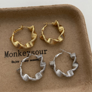 欧美显脸瘦螺旋圈圈耳环简约气质款 素圈耳圈耳饰气质优雅2026新款