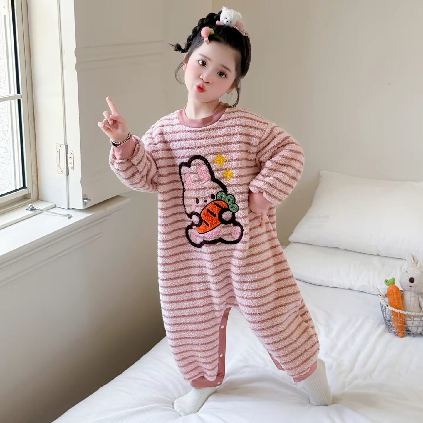 连体睡衣保暖家居服女宝宝睡袋
