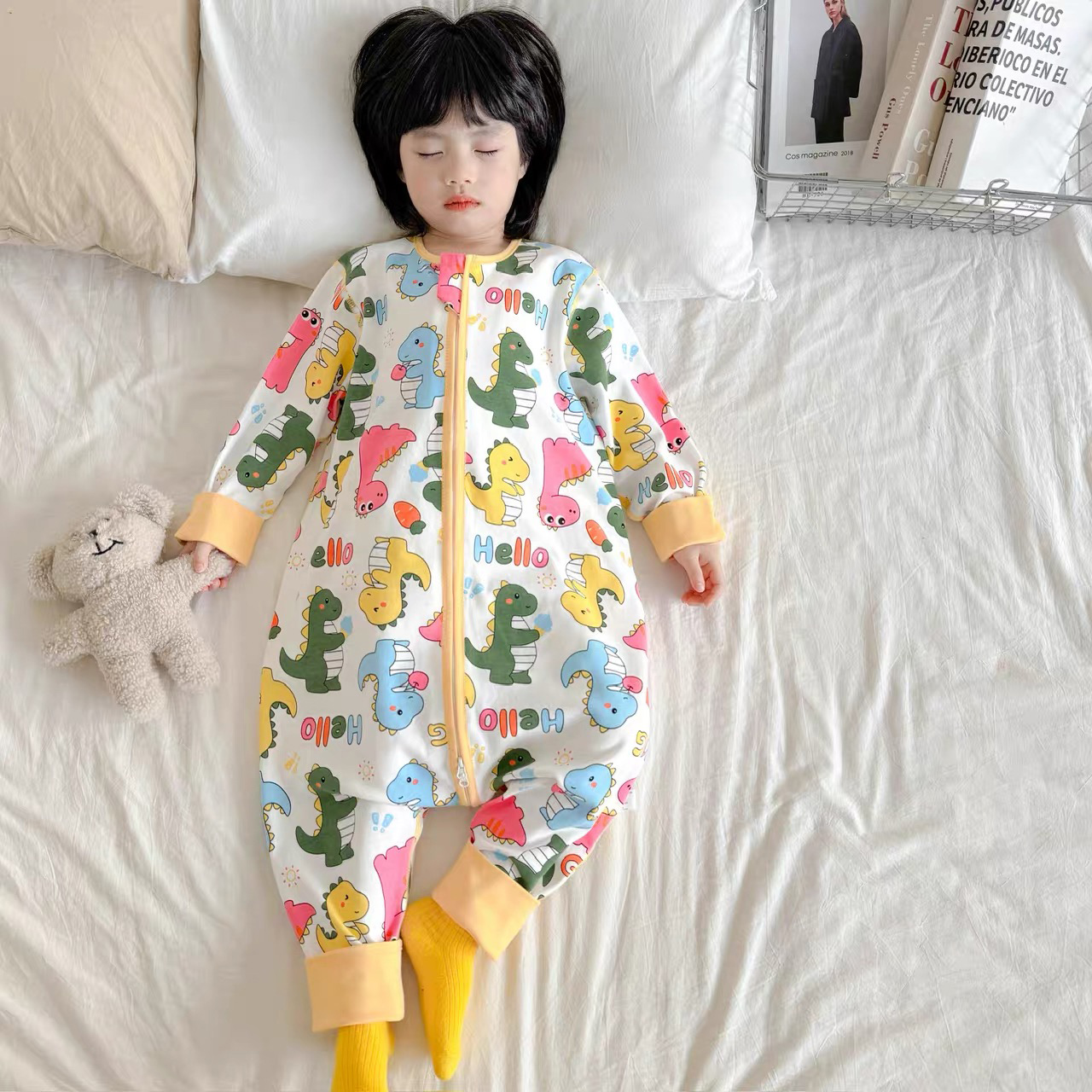 男童连体睡衣纯棉春秋长袖薄款宝宝男孩夏季儿童空调家居服睡袋