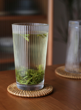 然而家 日式复古耐热玻璃杯无铅vintage冰美式咖啡泡茶水饮品杯子