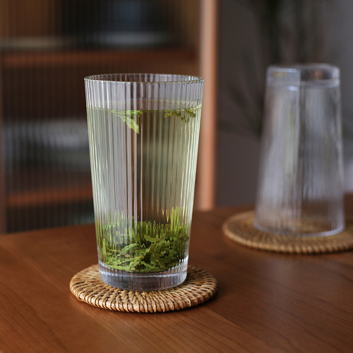 耐热玻璃水杯，日式竖纹可开水