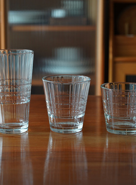 然而家 法国高诺耐热钢化玻璃杯可叠放咖啡冰美式早餐冰饮牛奶杯