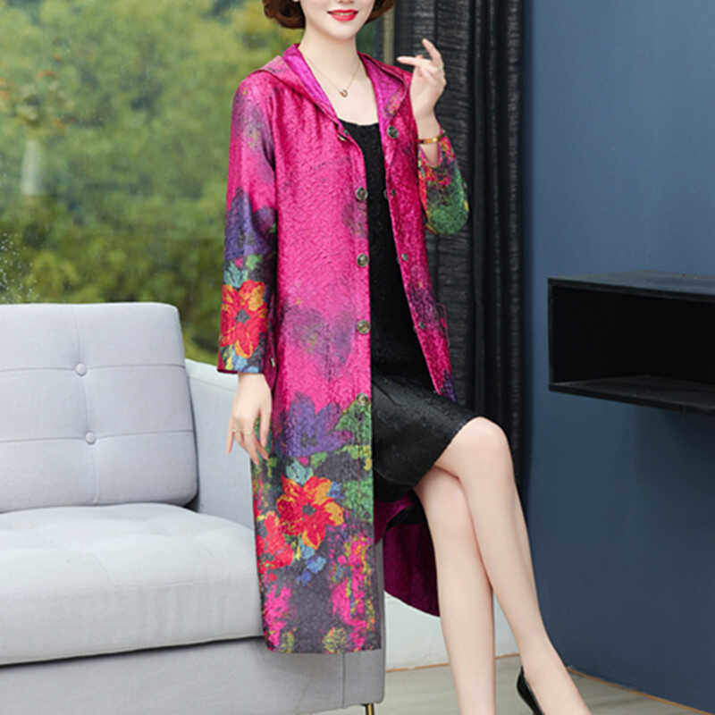 民族风薄风衣两面穿真丝褶皱外套连帽中国风披风过膝上衣妈妈装女,女装/女士精品,中老年女装,淘宝优惠券,粉丝福利购,淘宝优惠卷