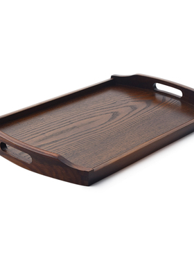 日式木质托盘长方形茶盘水杯托盘家用木盘子餐盘端菜盘带把手复古