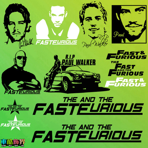 速度与激情Fast & Furious范·迪塞尔保罗·沃克道恩·强森车贴纸