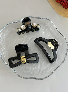 法式小香风黑色小号抓夹新款气质发夹小众高级感半抓发夹子发饰