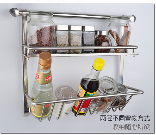 雅之杰 厨房置物架壁挂调味架调料架304不锈钢厨房挂件AK-01B102