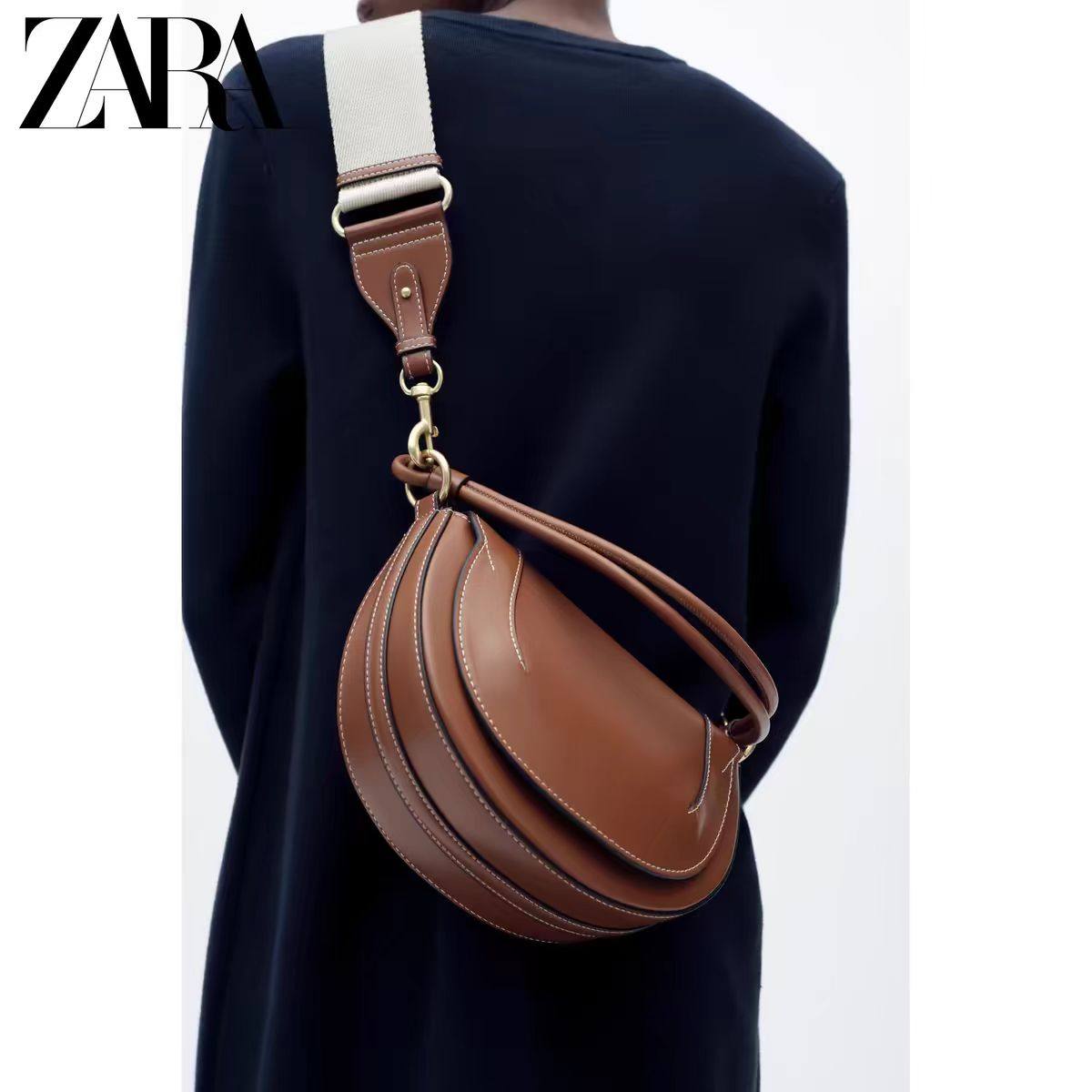 ZARAHOME女包2025新款马鞍包手提包时尚单肩斜挎包翻盖硬质包包,箱包皮具/热销女包/男包,通用款女包,淘宝优惠券,粉丝福利购,淘宝优惠卷