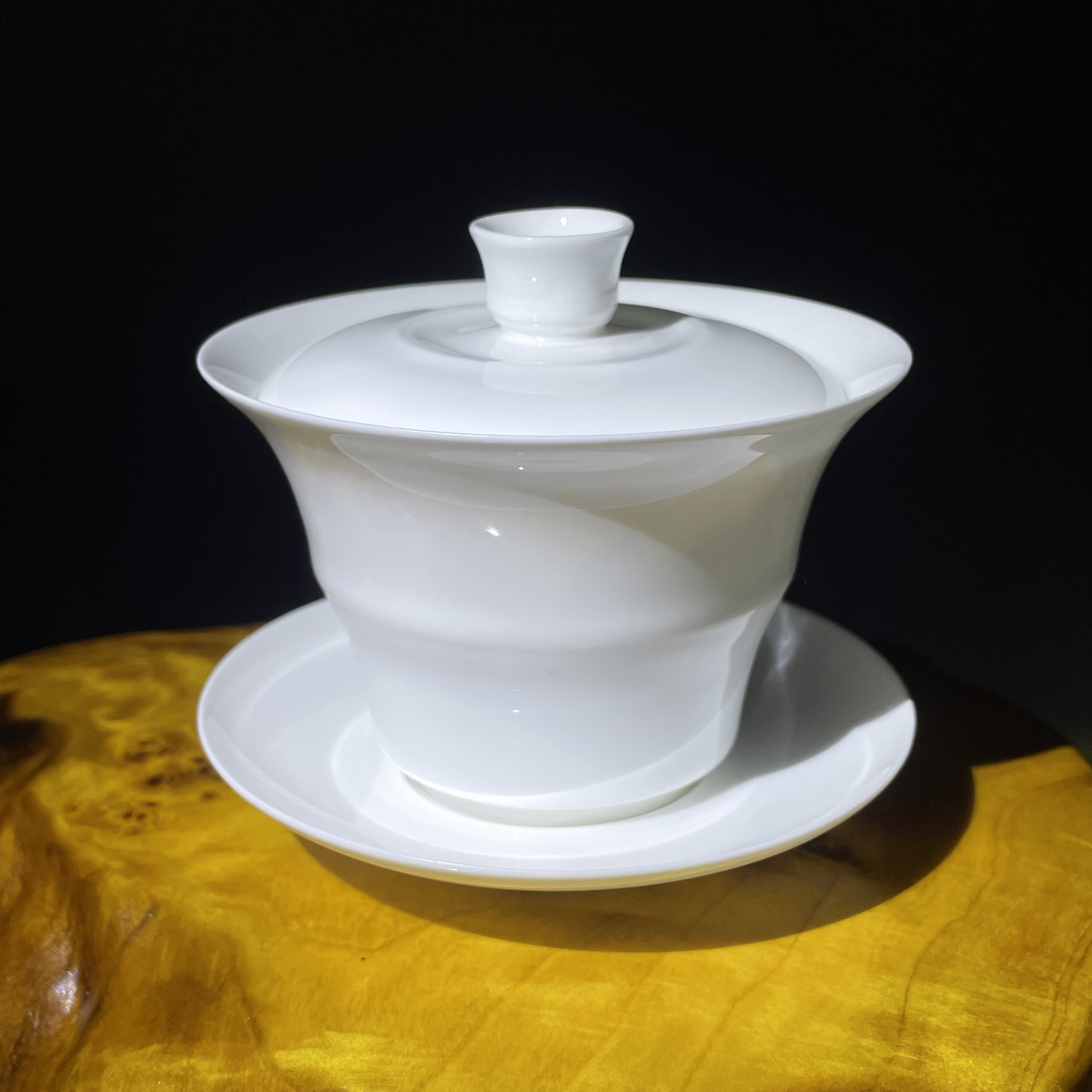 潮州薄胎竹节盖碗140ml