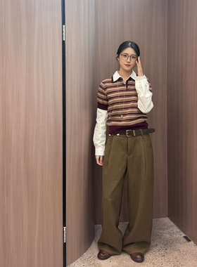 SOI SR原创小众设计搭配皮带阔腿裤女立体剪裁简约直筒休闲裤6610