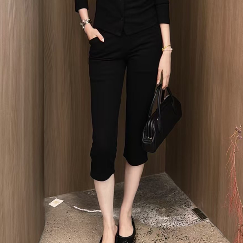SOI新款优雅千禧时装感气质显瘦卡布里七分裤女4358B