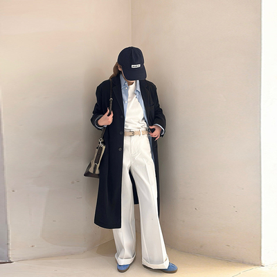 YEARLY PLAN 2026年春季新款风衣宽松简约长款外套休闲上衣3638