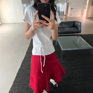 SOI SR簡約百搭魚尾A字半身裙女 花邊拼接短裙6384 VIINS